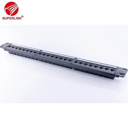 1U 24port UTP กรอบการกระจายสีดำ